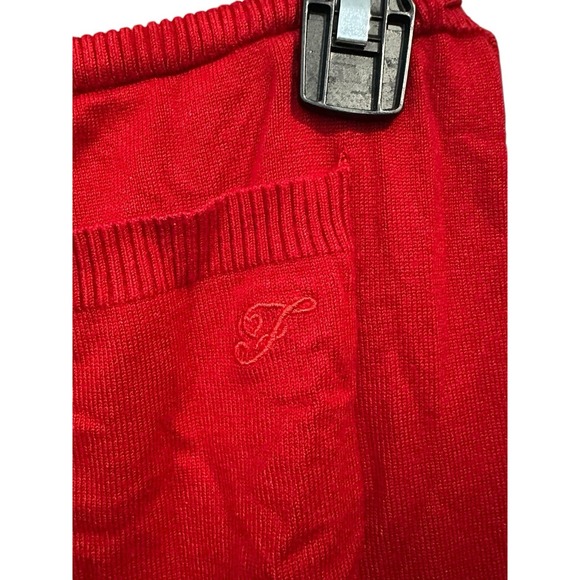 Frankie B Breeze Low Rise Cloud Knit Pants in Love Bug Red Wide Leg #EF9-8 - Picture 5 of 13